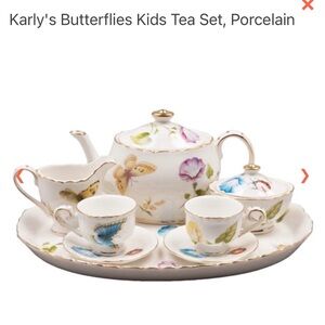 Butterflies Kids Tea Set - Porcelain with Colorful Design